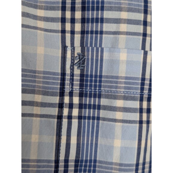 IZOD-Mens Long Sleeve Button Down Shirt-4XL XXXXL-Blue Plaid-Casual-100% Cotton - Picture 2 of 8